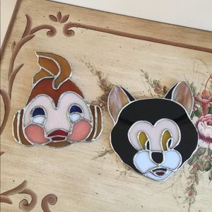 Pinocchio Cleo & Figaro Stained Glass Heads